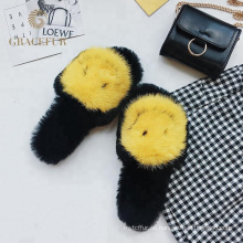 Exquisitas pantuflas de piel de visón con piel de visón